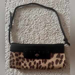 Monsac Leopard Print Clutch with Black Trim